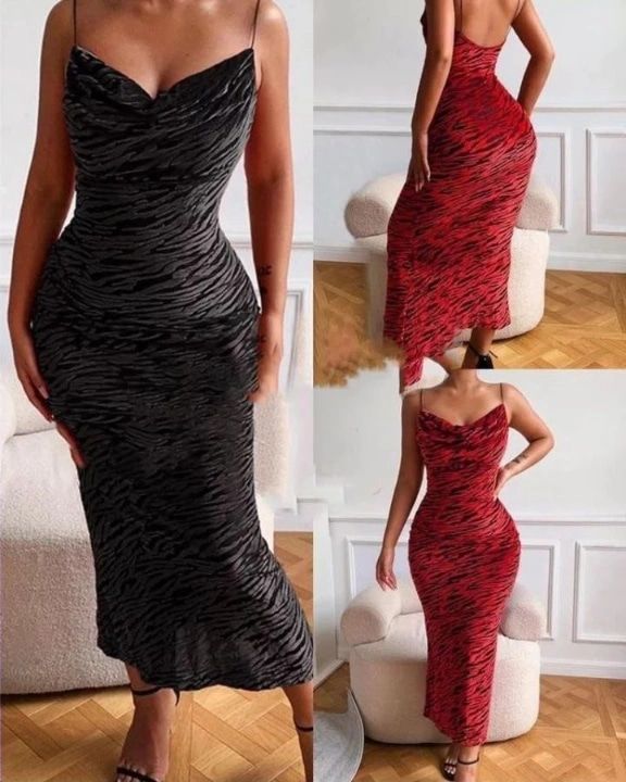 Sleeveless Dress with Tiger Stripes