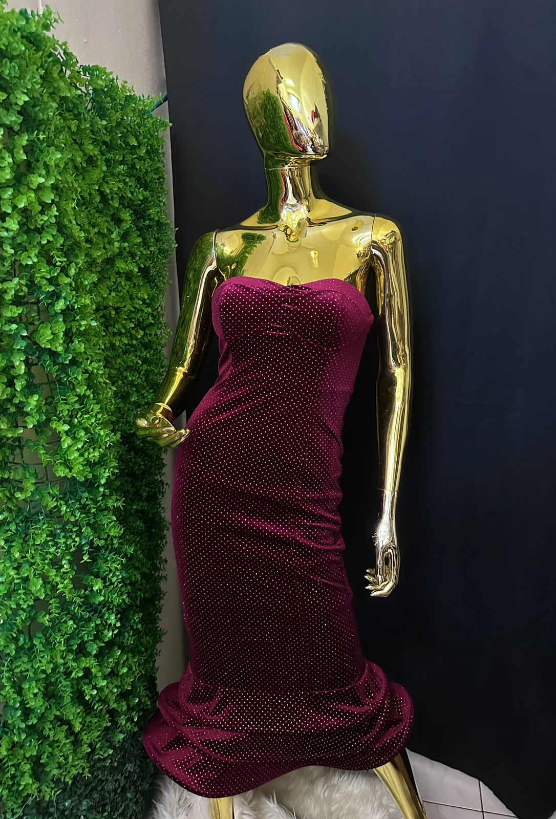 Tube Mermaid Tale Dress with Gold Dots