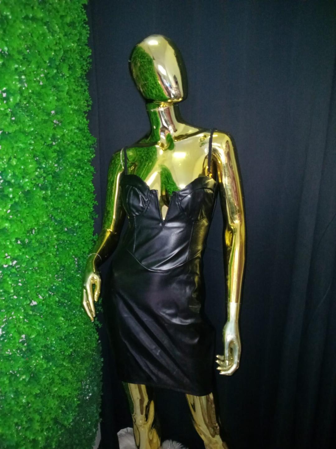 Mini Black Leather Dress