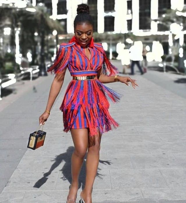 Blue and Res stripes Frill Dress