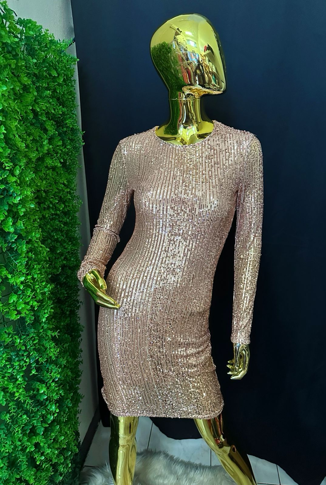 Long Sleeve Sequin Dress